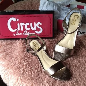 Sam Edelman Circus Low Block Heel Silver Sandals